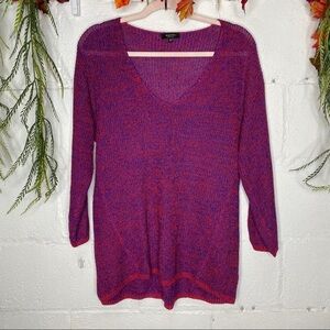 Aritzia Babaton Jarrod Sweater Silk & Linen Marled Red & Blue Knit Size Small